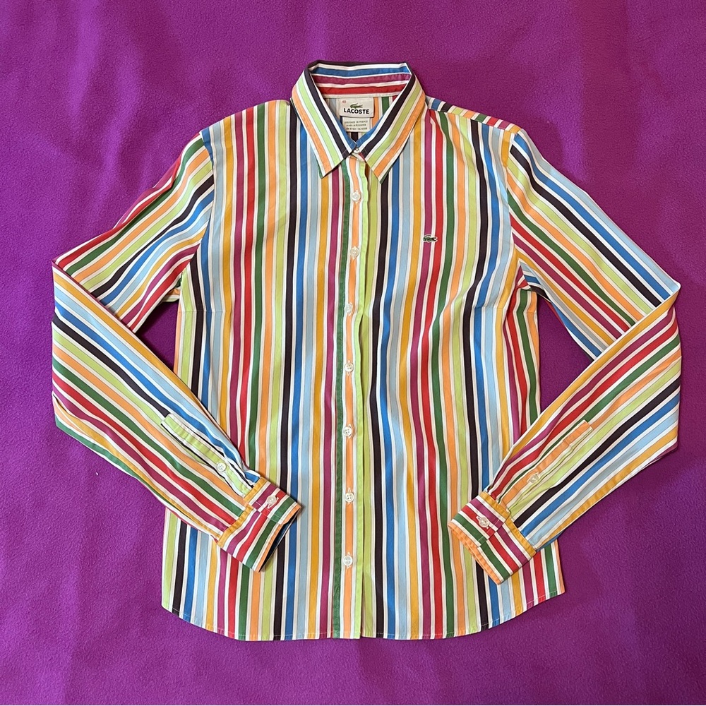 Multi-colored Striped Lacoste Stretch Blouse